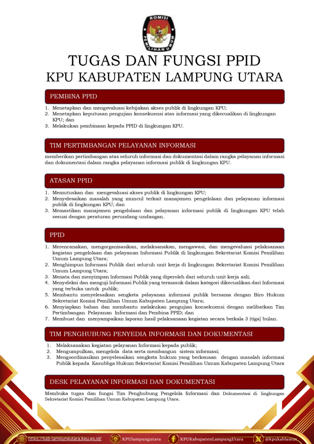 TUGAS DAN FUNGSI PPID KOMISI PEMILIHAN UMUM KABUPATEN LAMPUNG BARAT
