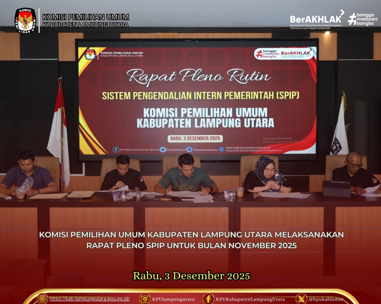 Rapat Pleno Pelaksanaan Pelaporan E-SPIP bulan November 2025 Rabu, 3 Desember 2025