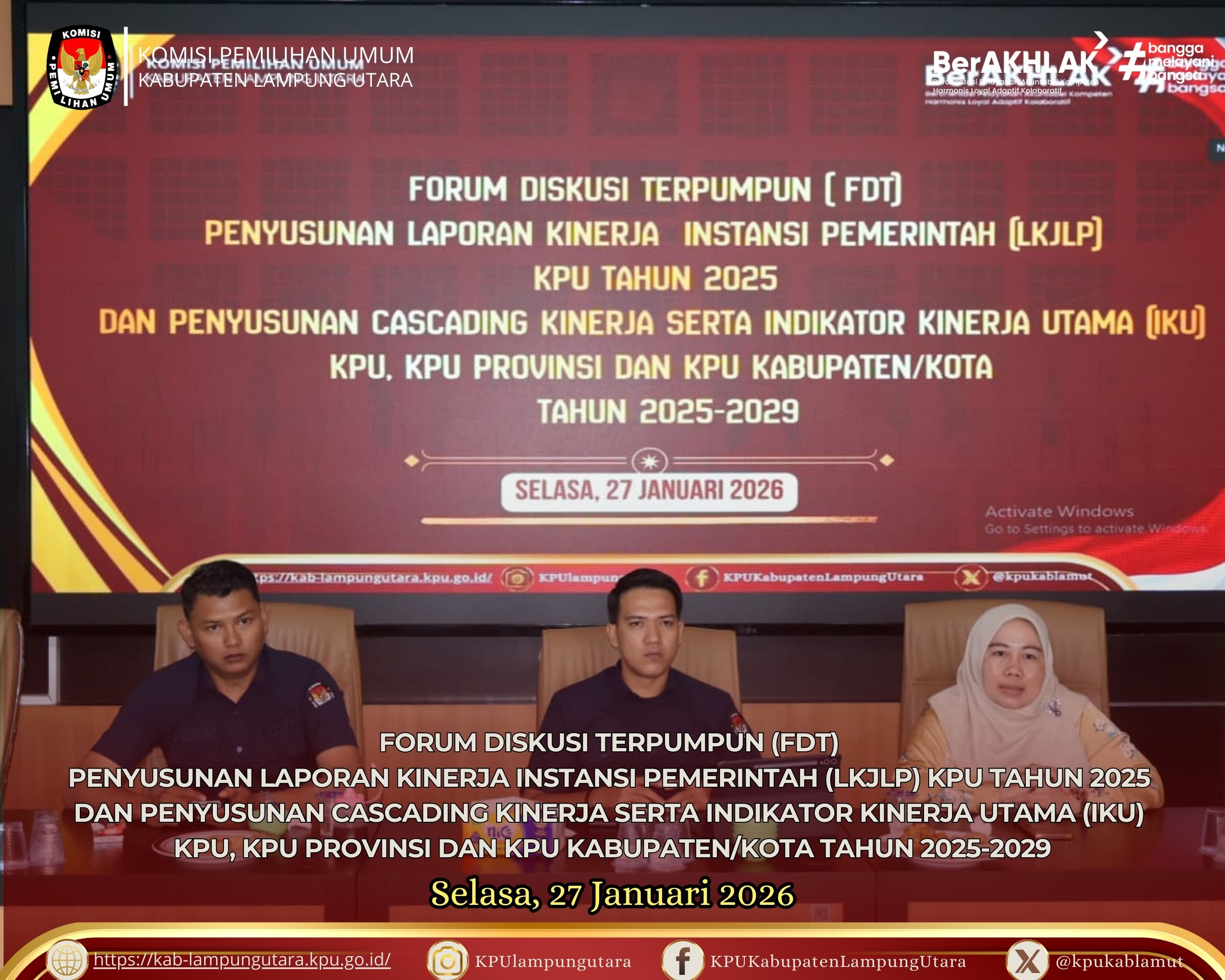 ZOOM FDT Penyusunan LKjIP KPU Tahun 2025. Selasa, 27 Januari 2026