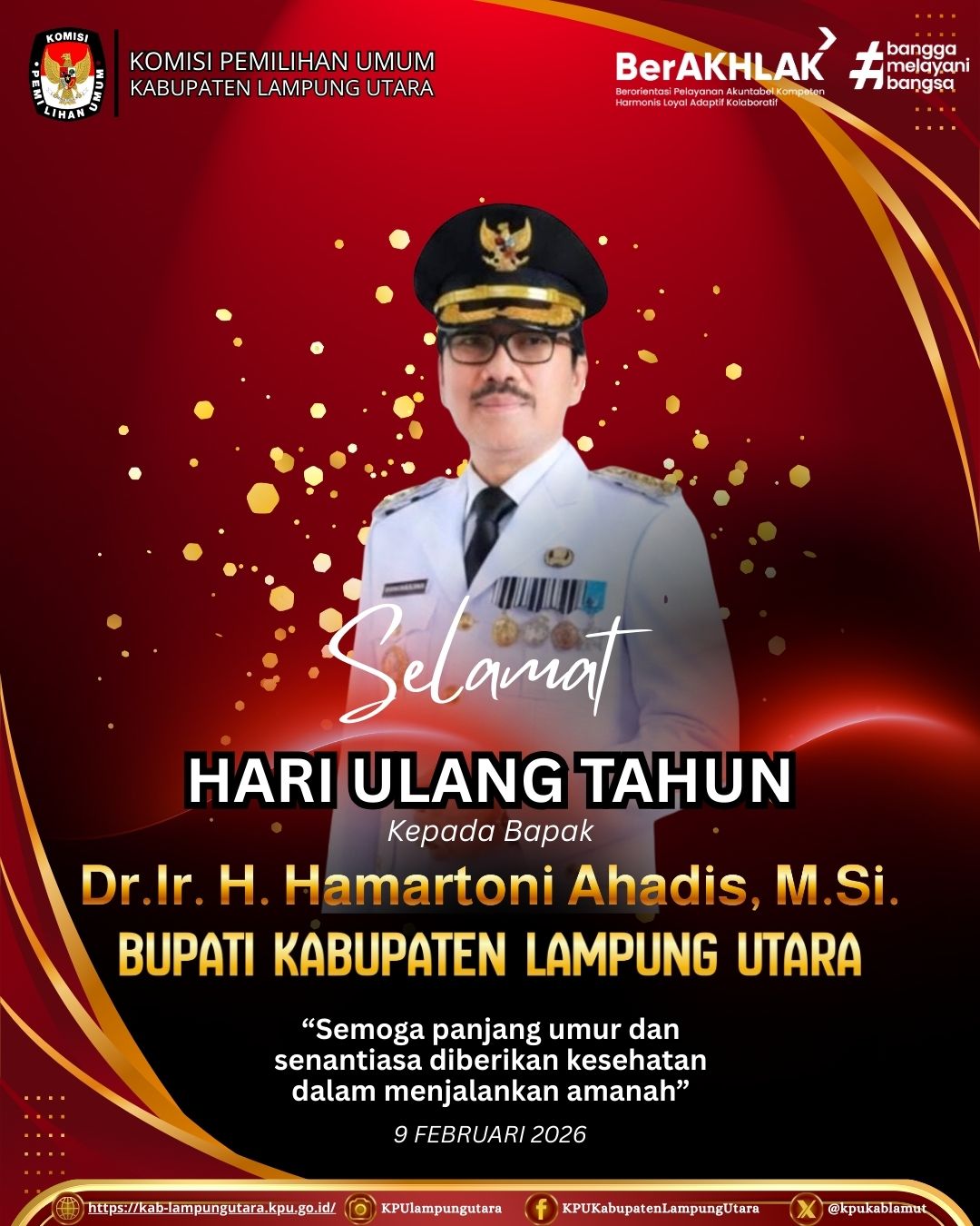 selamat hari ulang tahun ke kepada bapak Dr. Ir. H. Hamartoni Ahadis, M.Si.