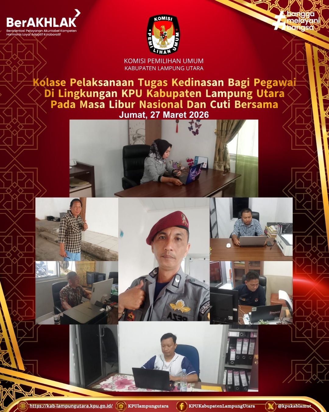 mekanisme WFO, WFH dan WFA. Jumat 27 Maret 2026
