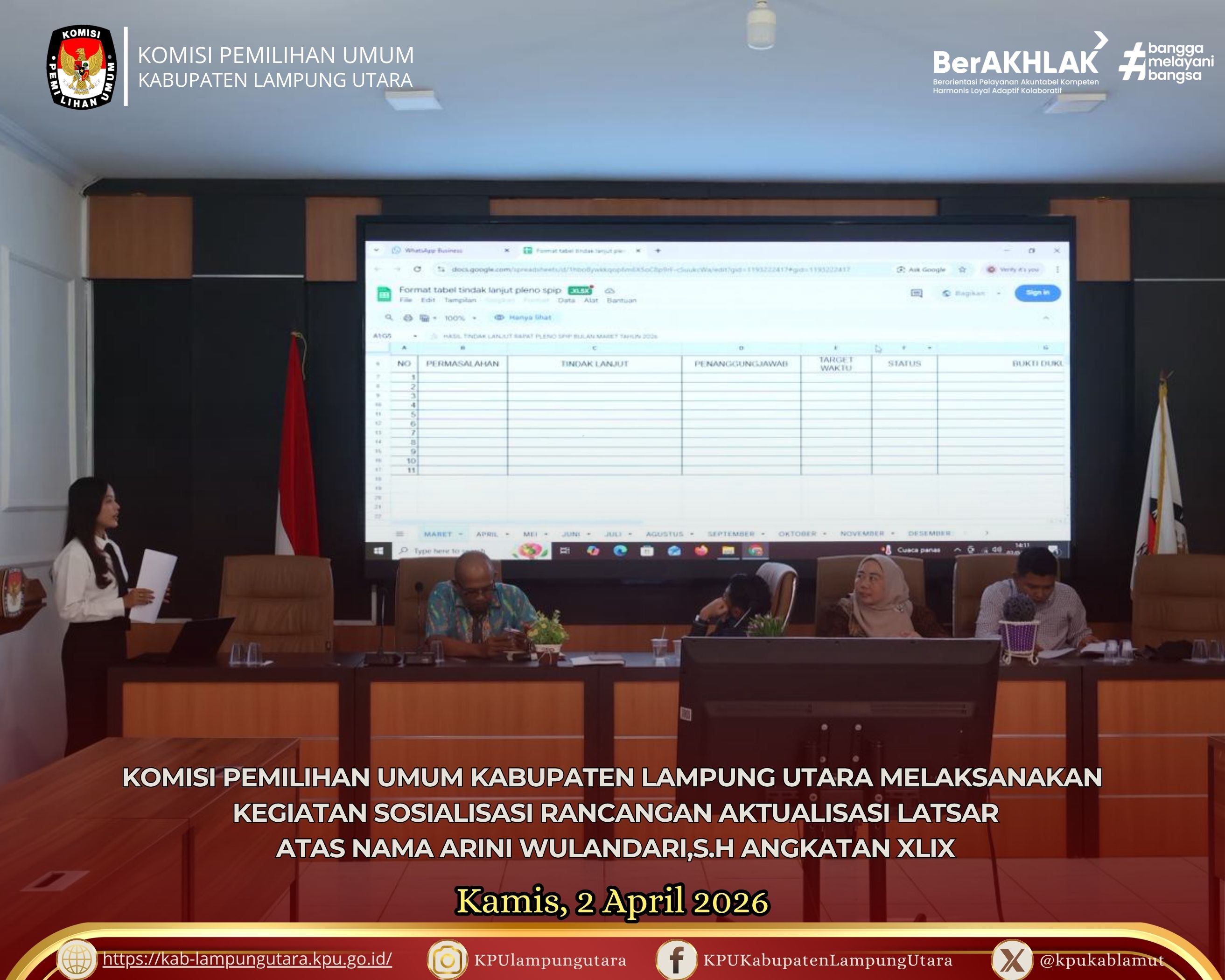kegiatan Sosialisasi Rancangan Aktualisasi Latsar, Kamis 2 April 2026