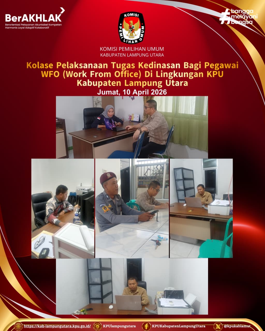 mekanisme WFO, WFH dan WFA. Jumat, 10 April 2026