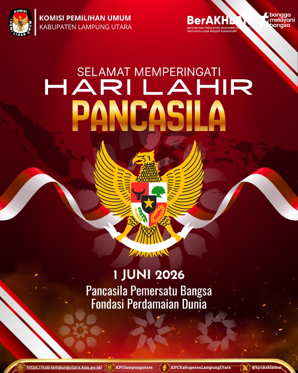 mengucapkan Selamat Memperingati Hari Lahir Pancasila, 1 Juni 2026.
