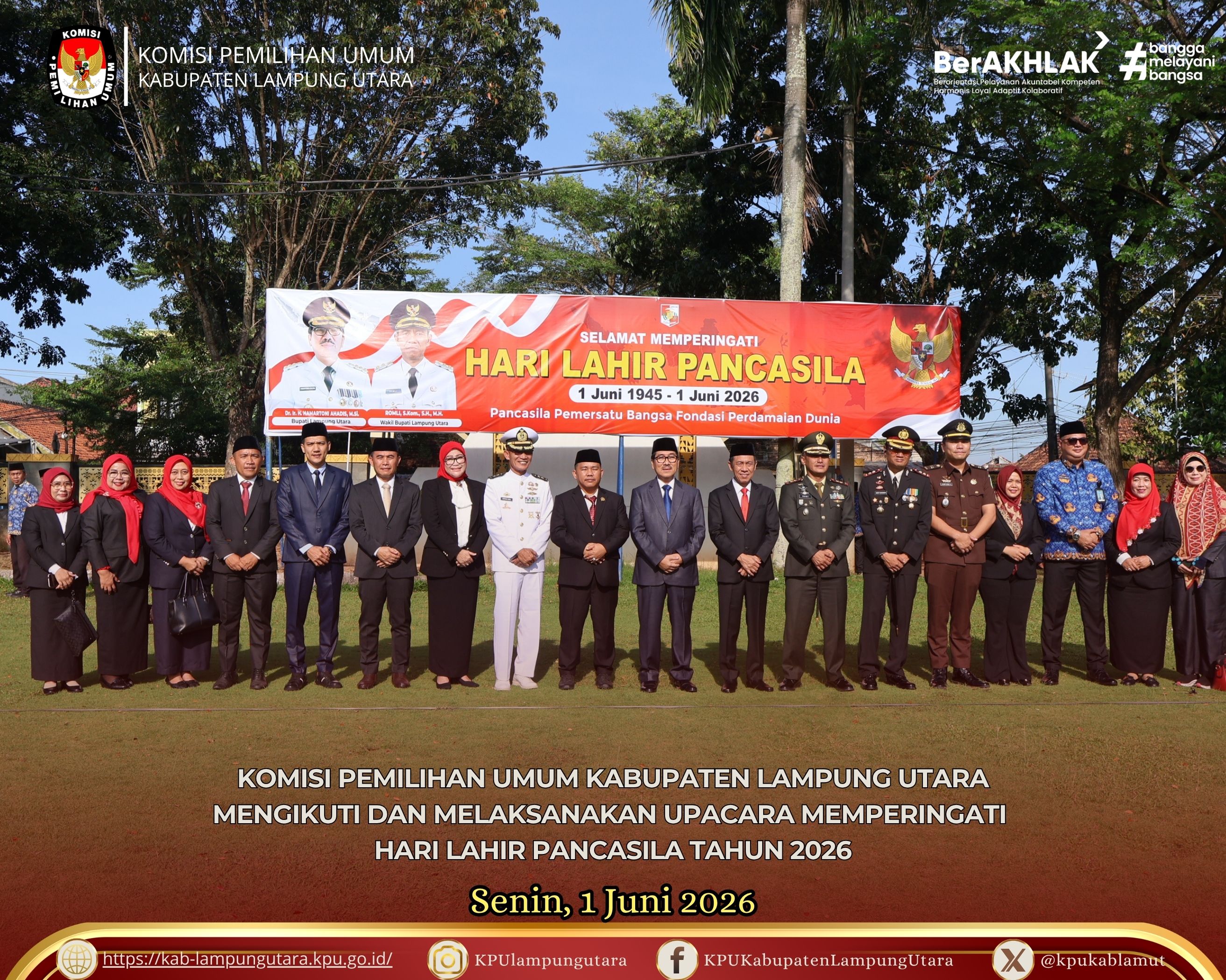 Upacara Memperingati Hari Lahir Pancasila Tahun 2026, Senin 1 Juni 2026