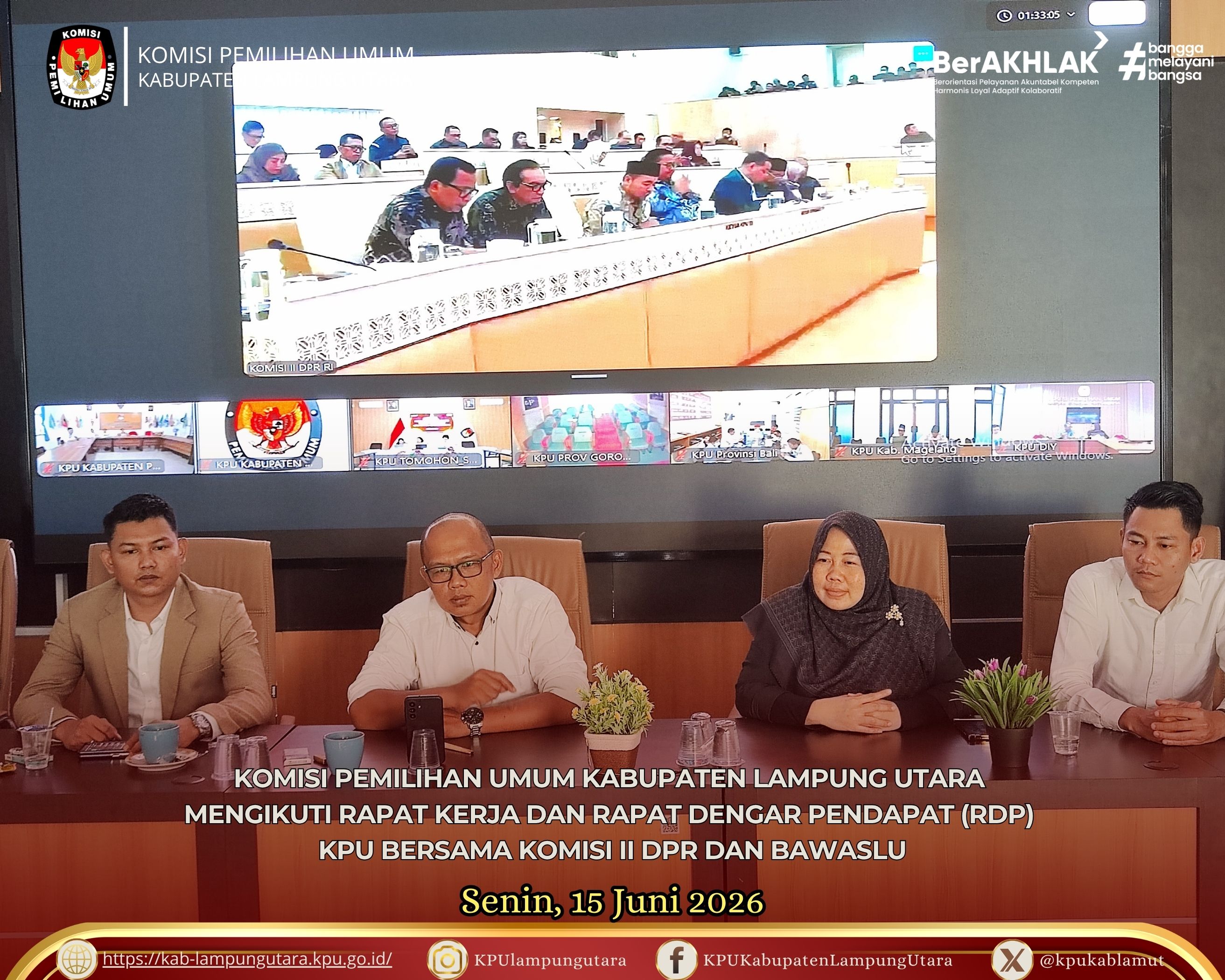 Rapat Kerja dan RDP KPU bersama Komisi II DPR dan Bawaslu. Senin, 15 Juni 2026.