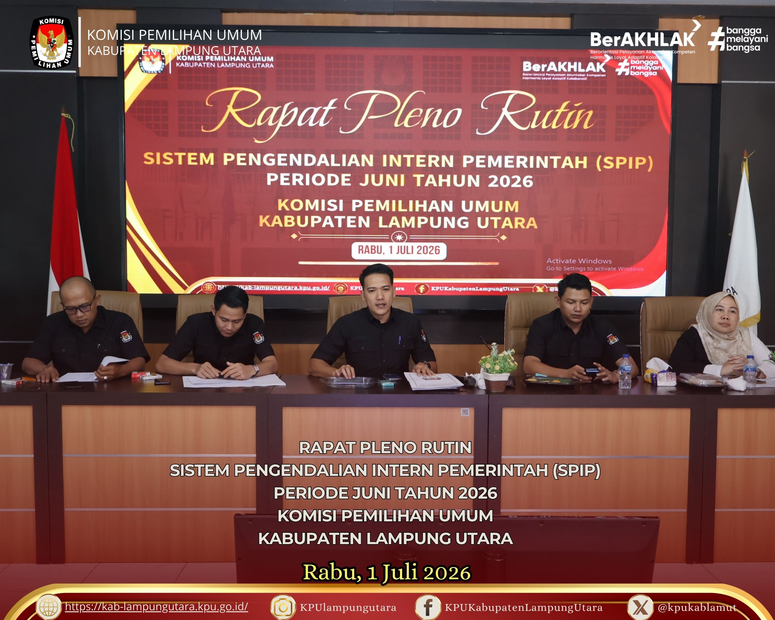 Rapat Pleno Terbuka Rekapitulasi PDPB Triwulan II Tahun 2026 Rabu, 1 Juli 2026