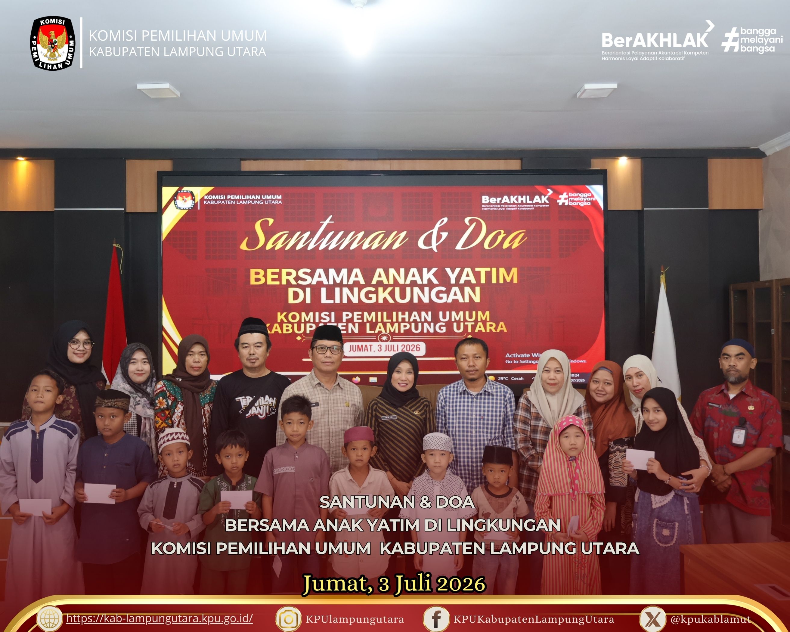 Kegiatan Santunan dan Doa Bersama Anak Yatim Jumat, 3 Juli 2026