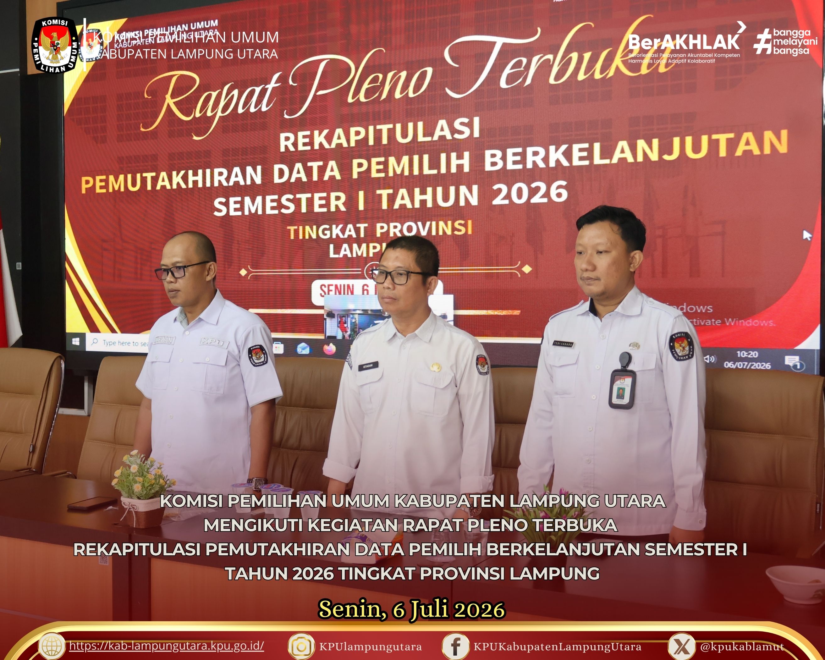 Rapat Pleno Terbuka Rekapitulasi Senin, 6 Juli 2026.