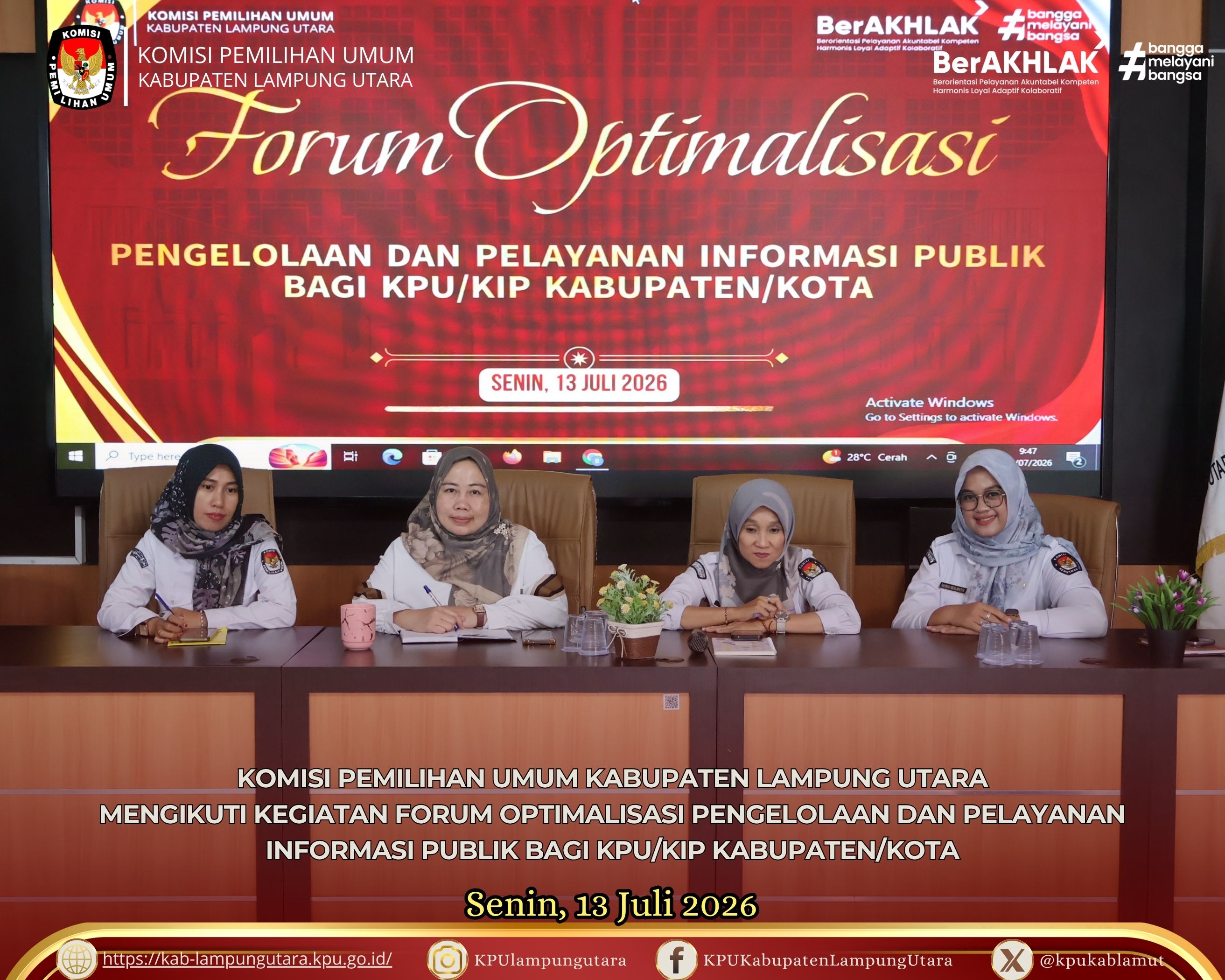 Forum Optimalisasi Pengelolaan dan Pelayanan Informasi Publik Senin, 13 Juli 2026