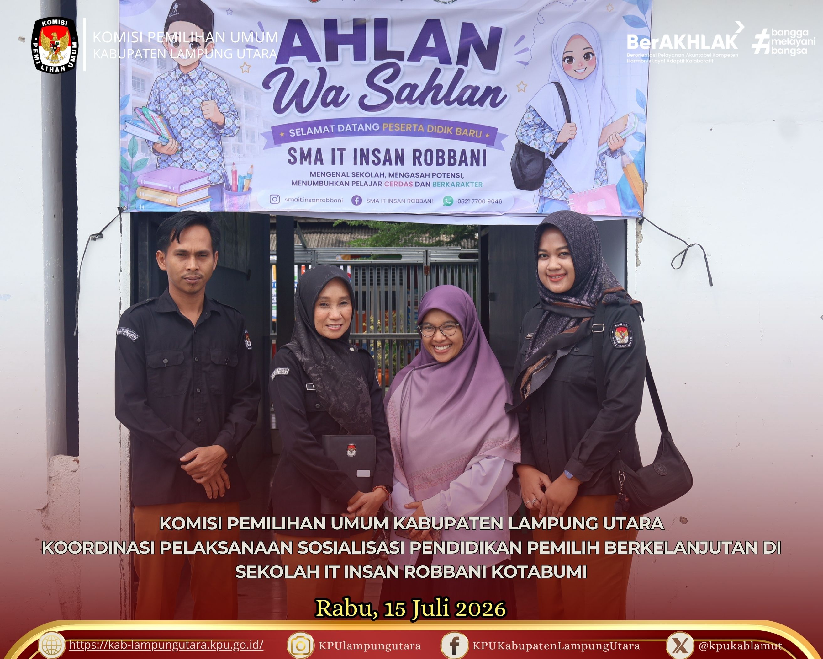 Koordinasi di Sekolah IT Insan Robbani Kotabumi pada Rabu, 15 Juli 2026.