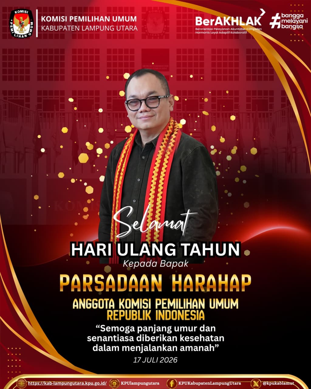 mengucapkan Selamat Hari Ulang Tahun kepada Bapak Dr. Parsadaan Harahap, S.P., M.Si.