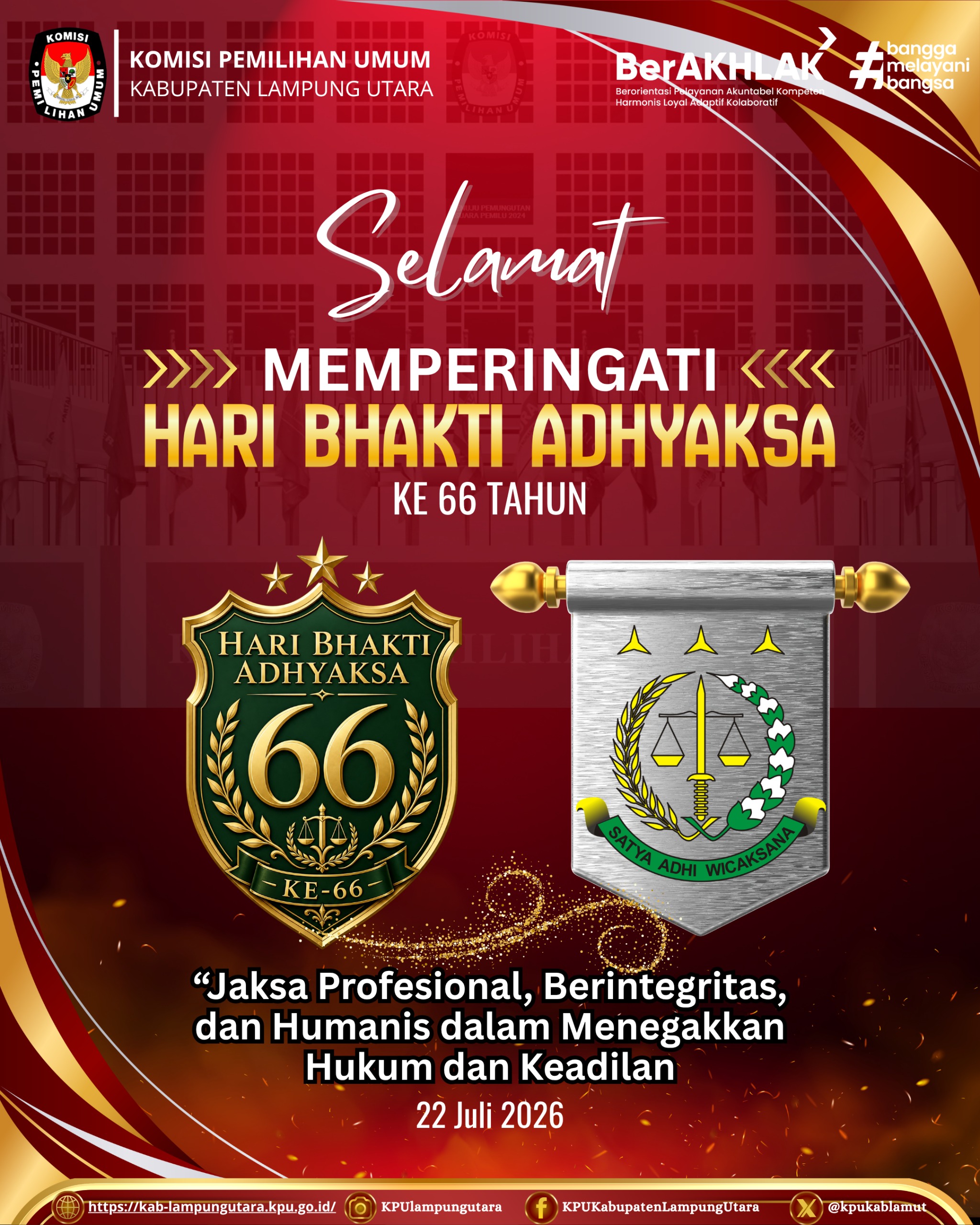 mengucapkan Selamat Hari Bhakti Adhyaksa ke-66 Tahun 2026