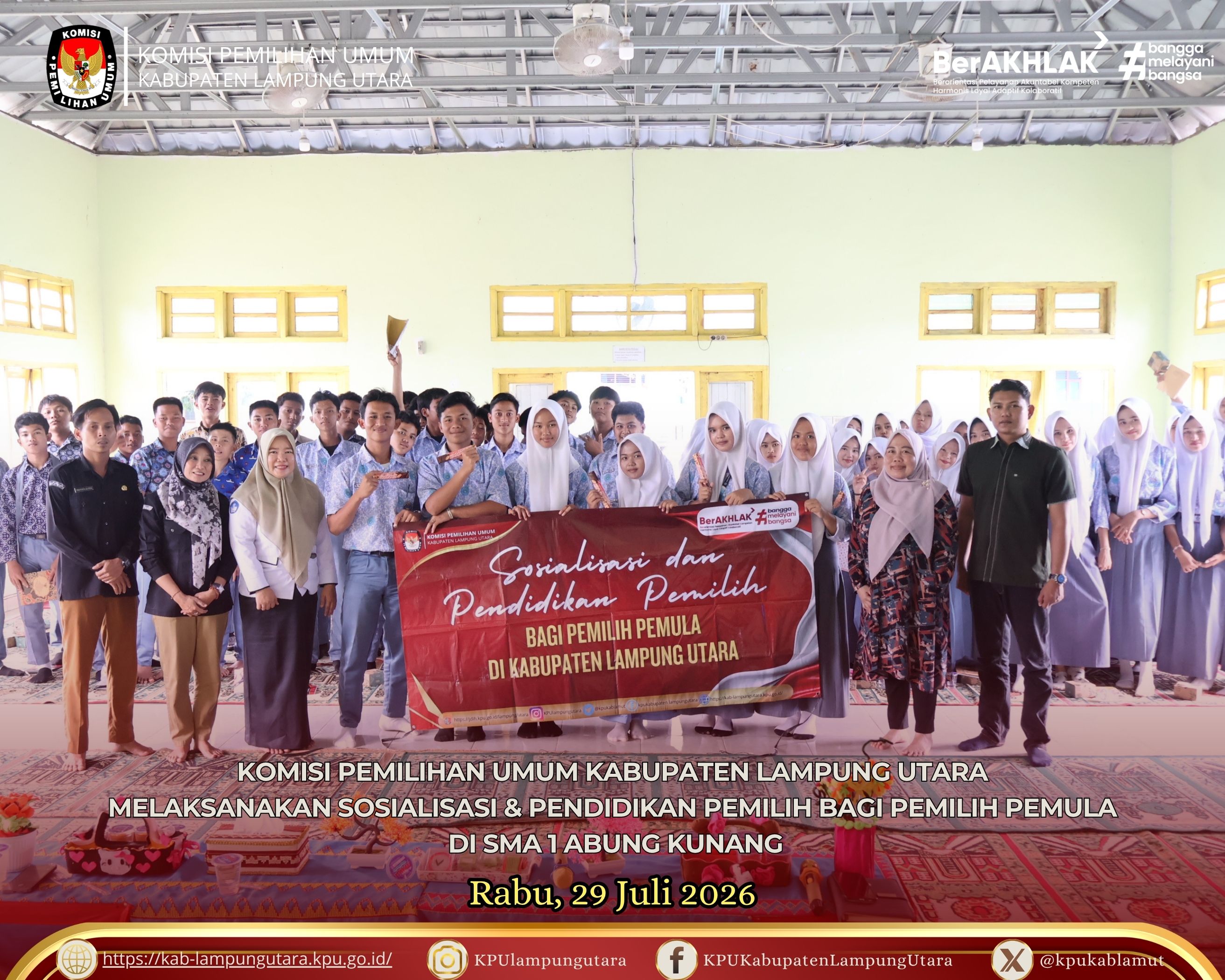 Sosdiklih) bagi pemilih pemula di SMA Negeri 1 Abung Kunang Rabu, 29 Juli 2026
