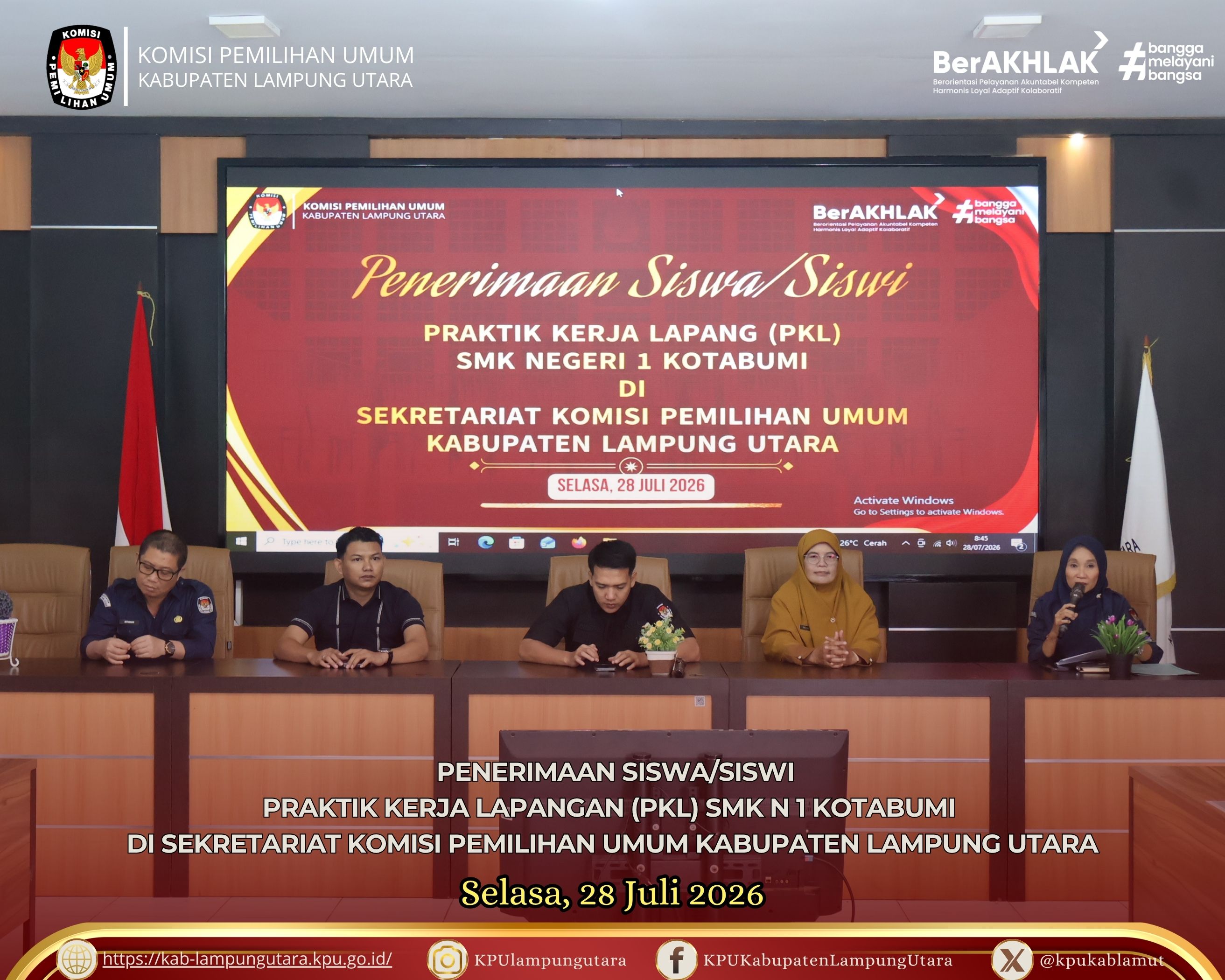 Menerima Siswa/Siswi PKL dari SMK Negeri 1 Kotabumi Selasa, 28 Juli 2026