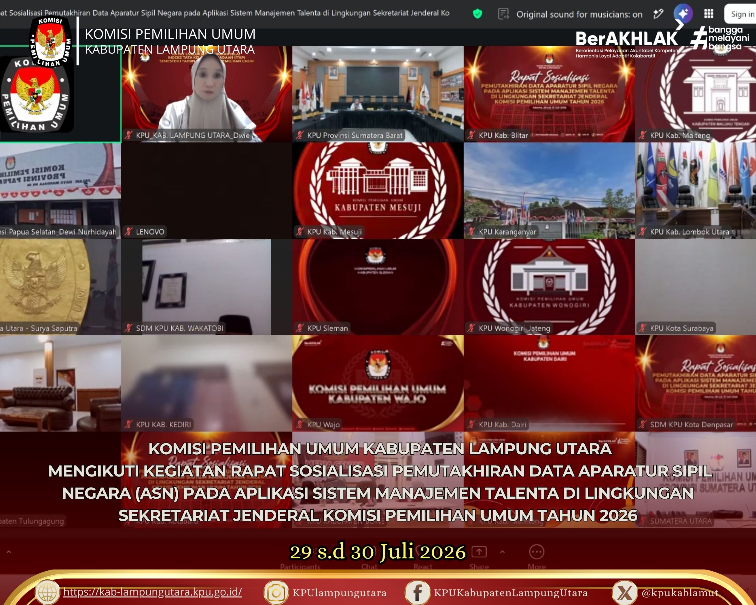 Sosialisasi Pemutakhiran Data ASN pada Aplikasi Sistem Manajemen Talenta. 29–30 Juli 2026