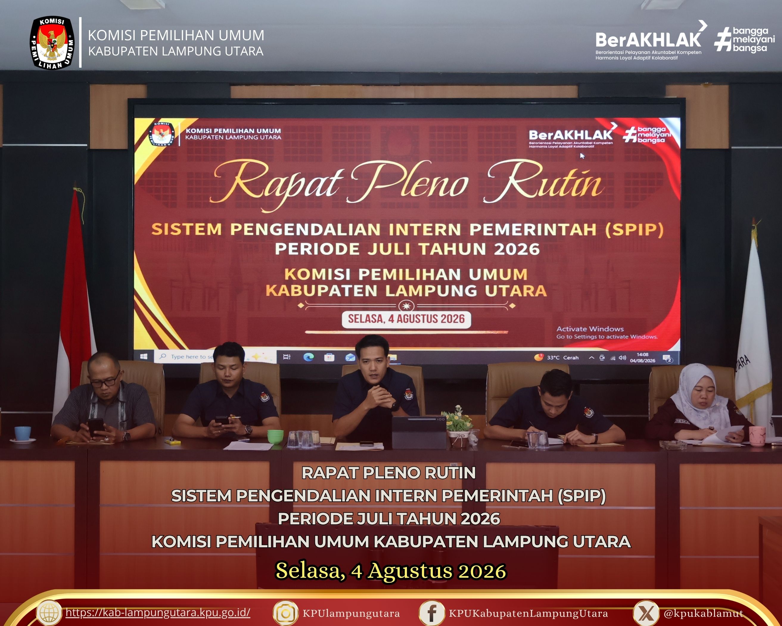 Rapat Pleno Rutin SPIP bulan Juli 2026 Selasa, 4 Agustus 2026