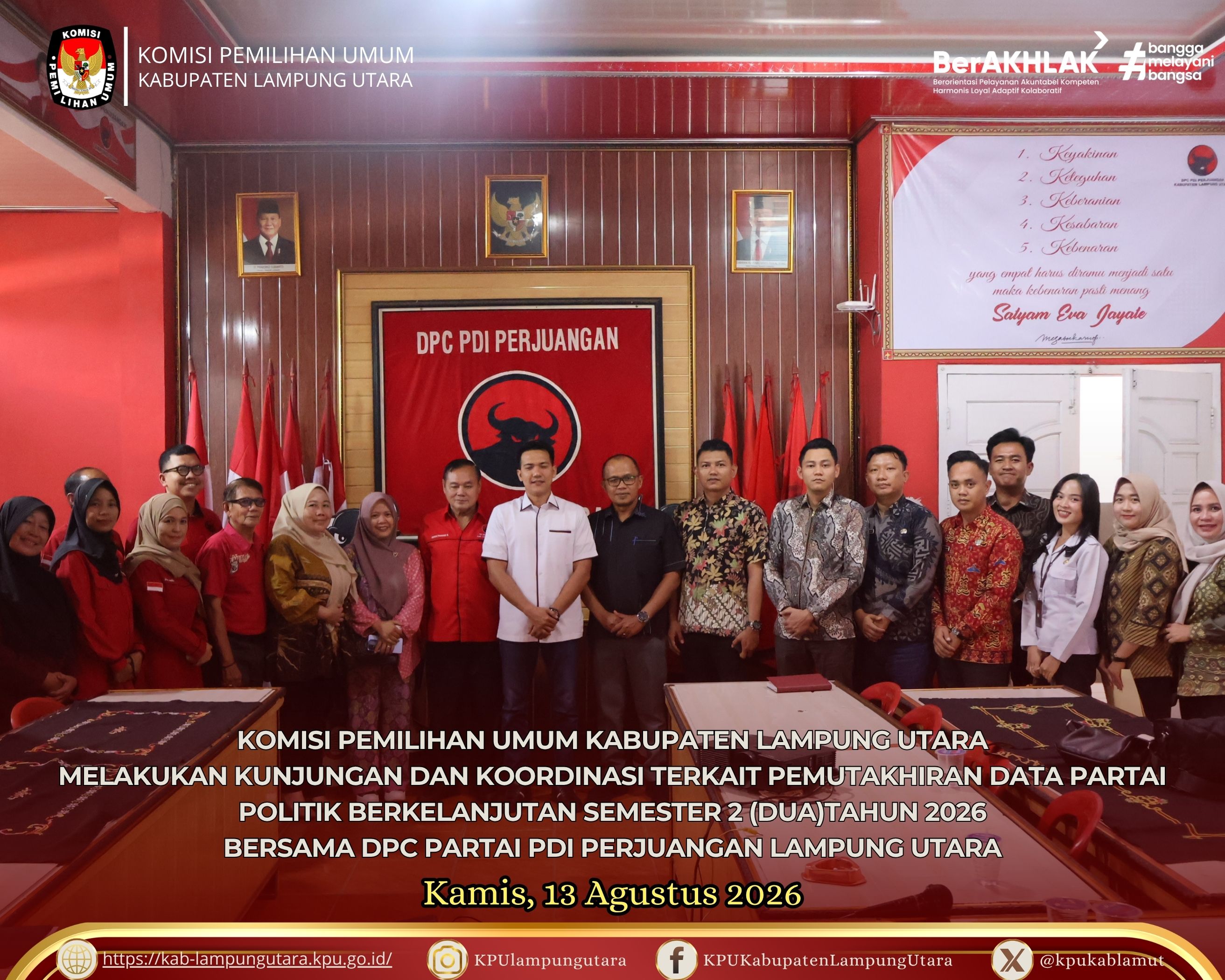 Pemutakhiran Data Partai Politik Berkelanjutan Semester 2 Kamis, 13 Agustus 2026