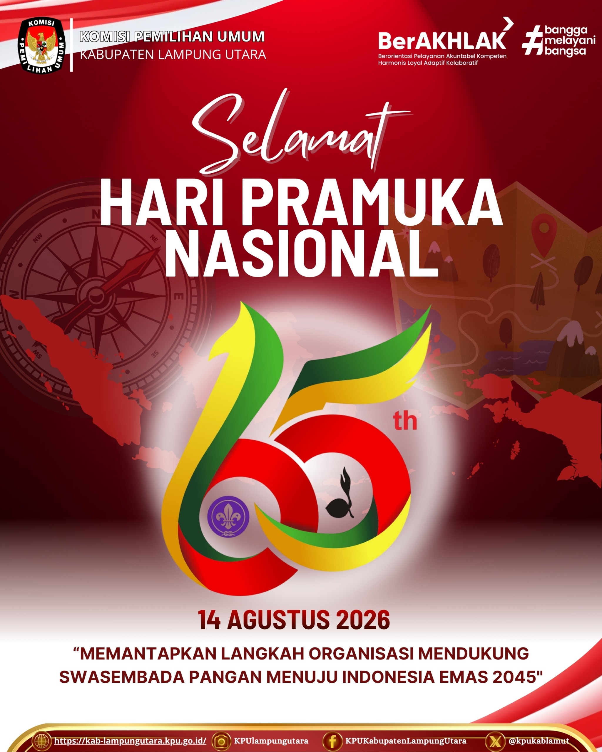 KPU Kab. Lampung Utara mengucapkan Selamat Hari Pramuka ke-65 tahun 2026