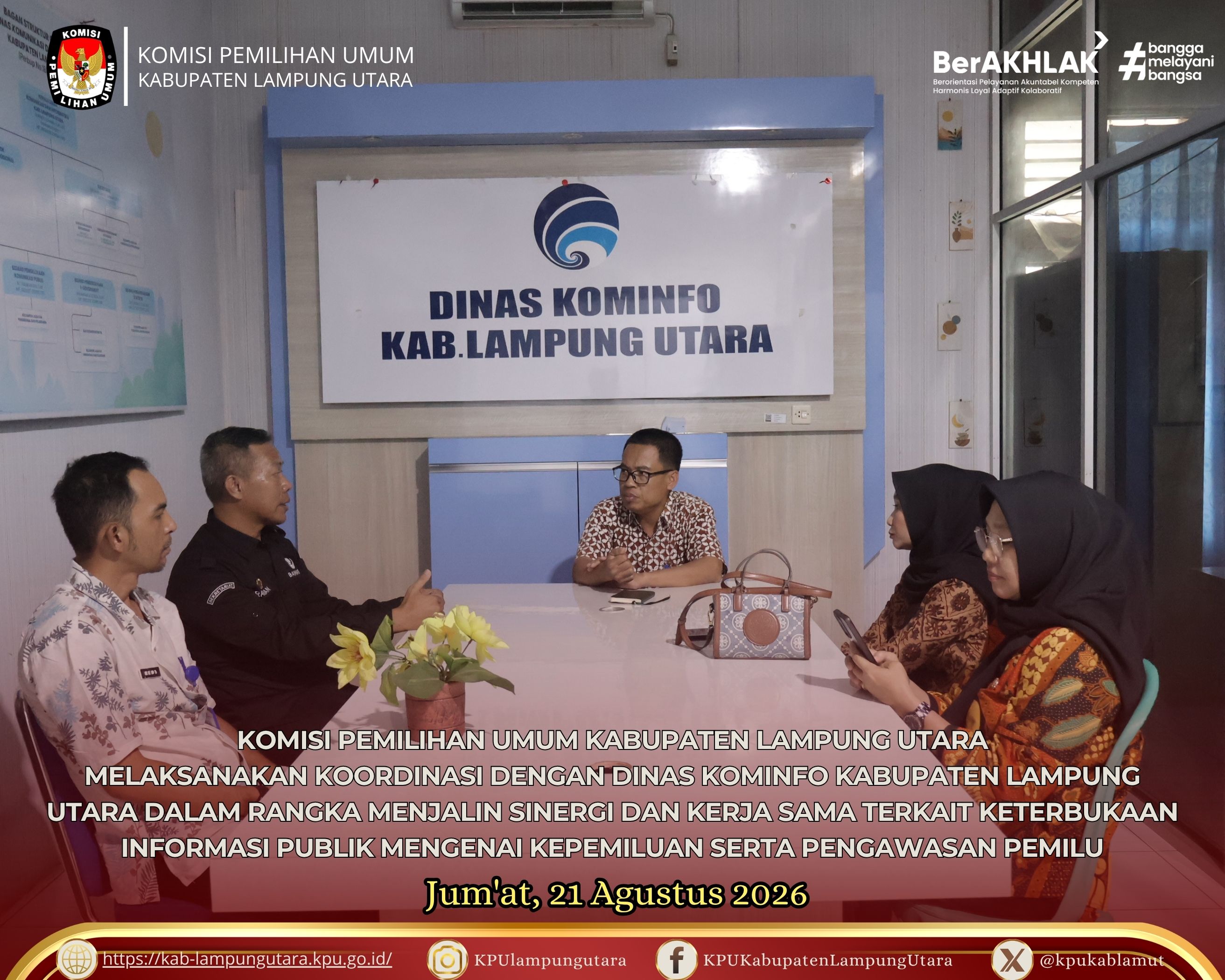koordinasi dengan Dinas  Kominfo Kabupaten Lampung Utara Jumat, 21 Agustus 2026