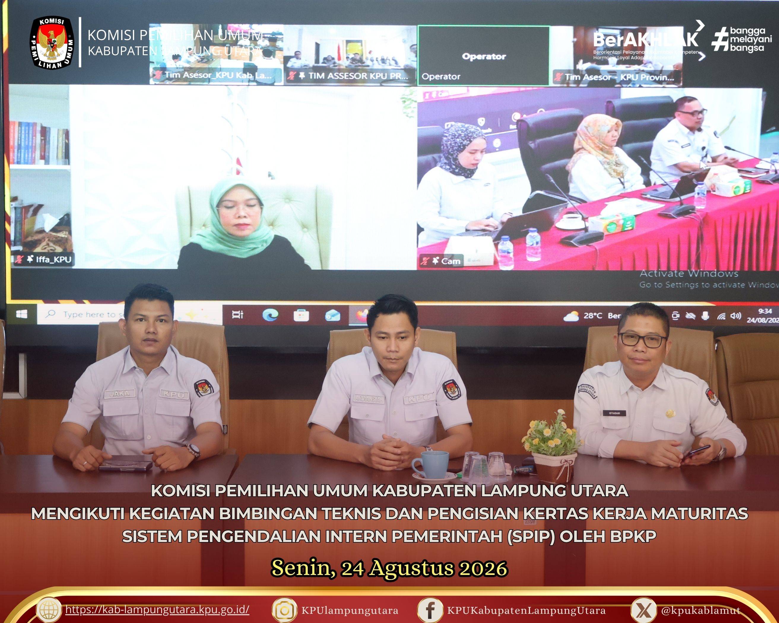 Bimtek dan Pengisian Kertas Kerja Maturitas SPIP bersama BPKP Senin, 24 Agustus 2026
