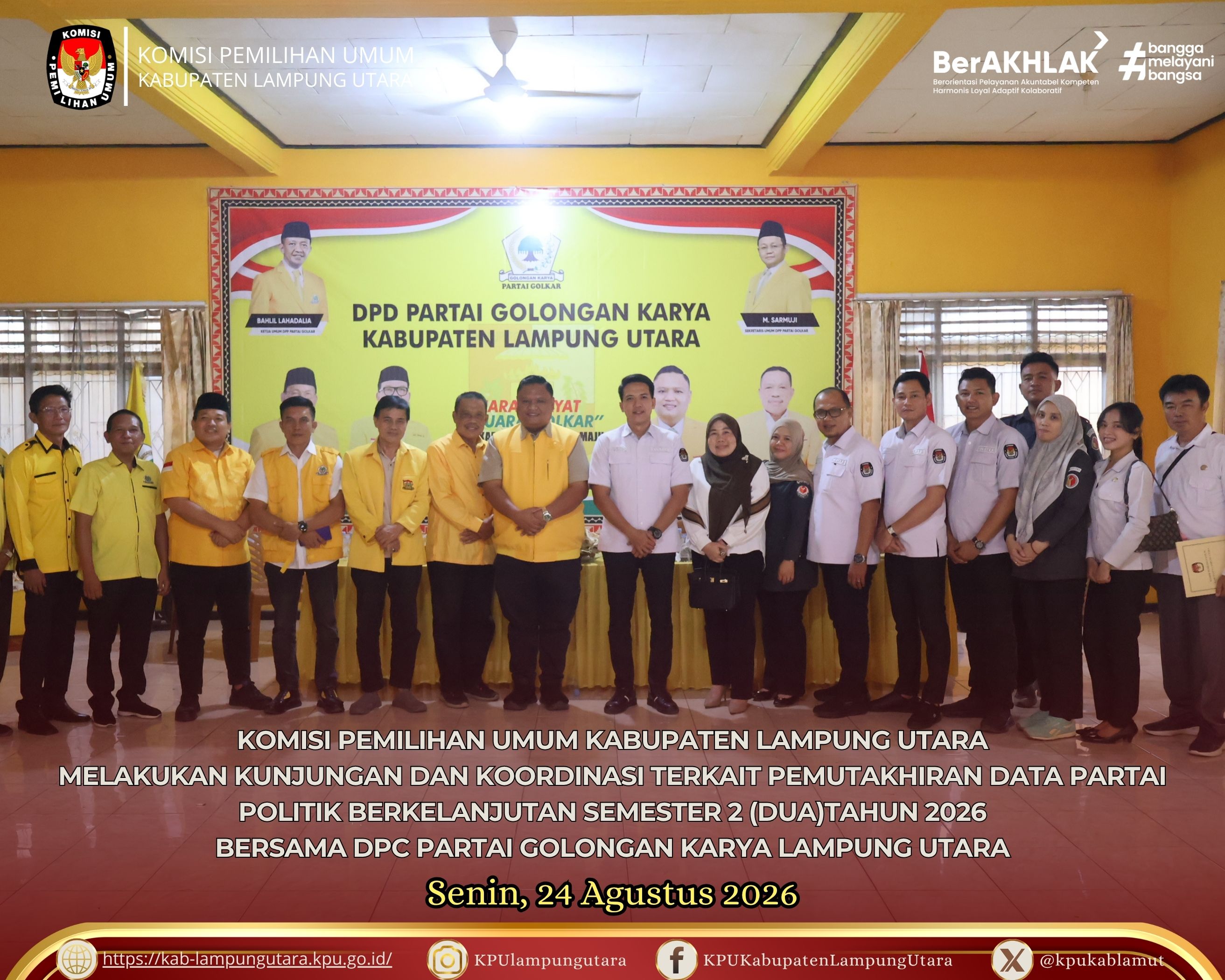 Pemutakhiran Data Partai Politik Berkelanjutan Semester 2 Senin, 24 Agustus 2026