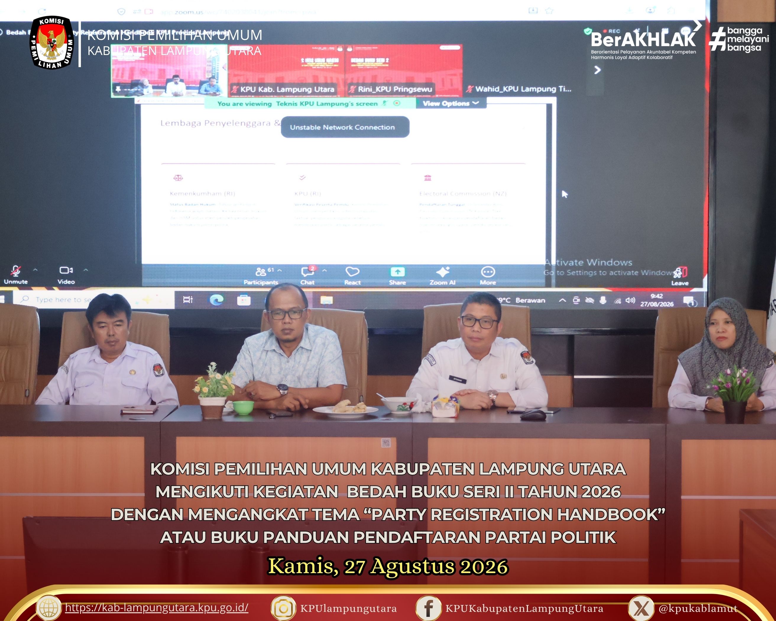 Bedah Buku Seri II Tahun 2026  “Party Registration Handbook”  Kamis, 27 Agustus 2026