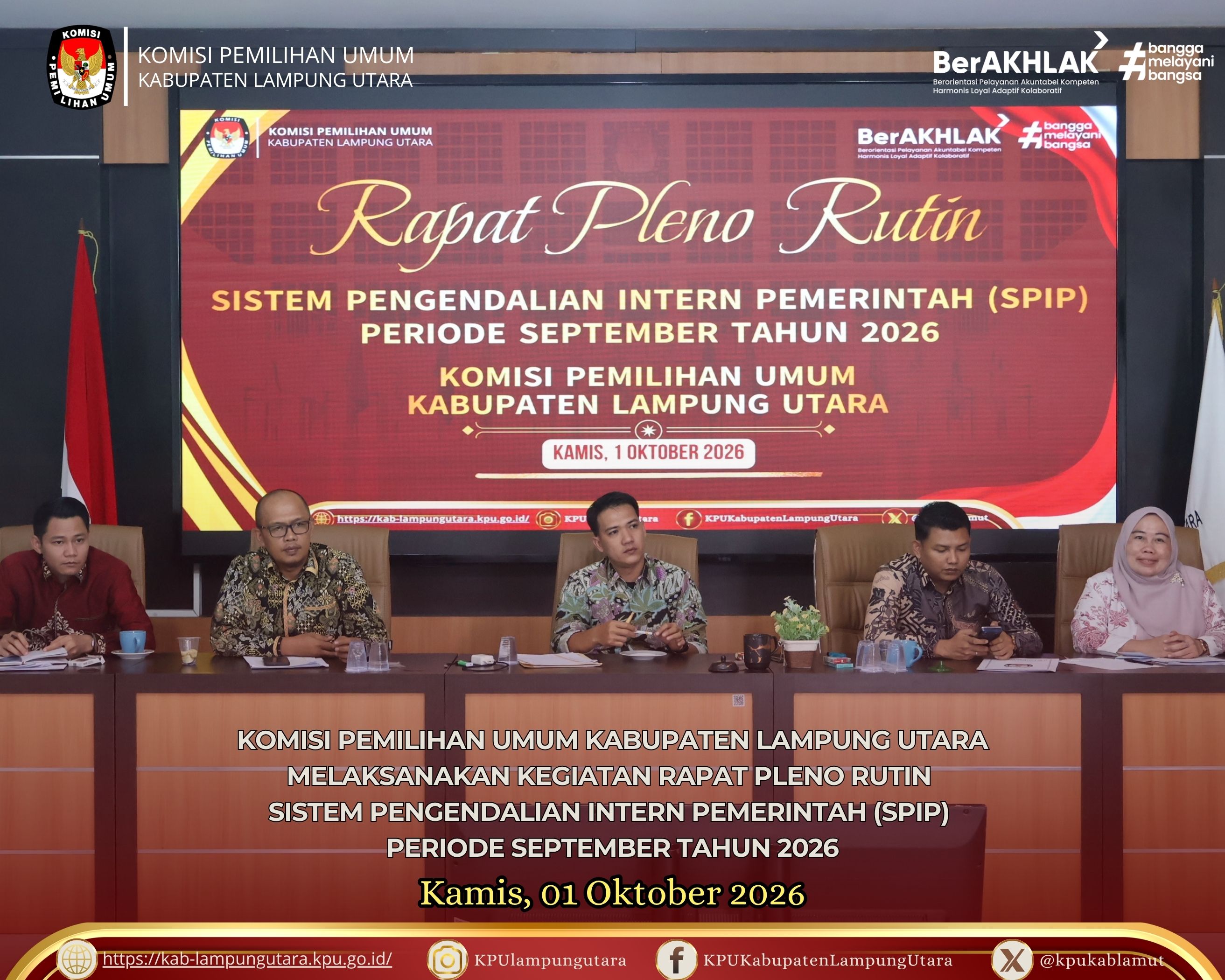 Rapat Pleno Rutin SPIP Periode September tahun 2026 Kamis, 01 Oktober 2026