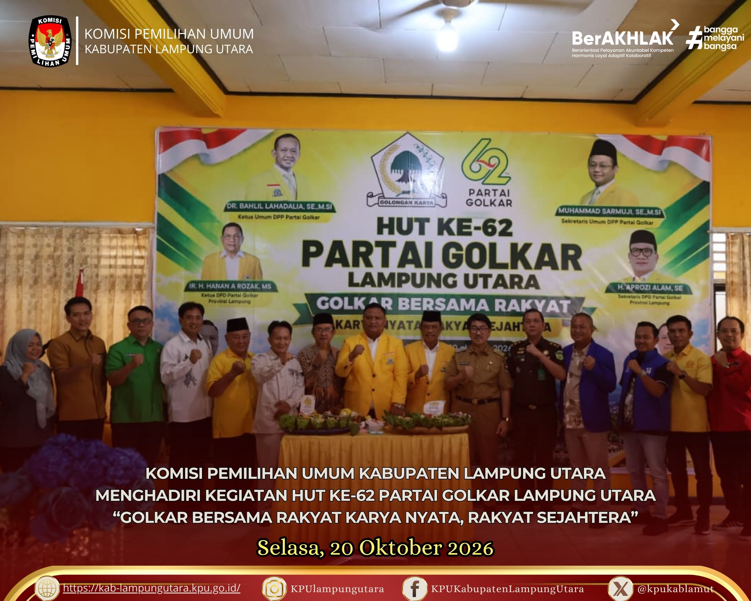 MENGHADIRI HUT PARTAI GOLKAR SELASA, 20 OKTOBER 2026