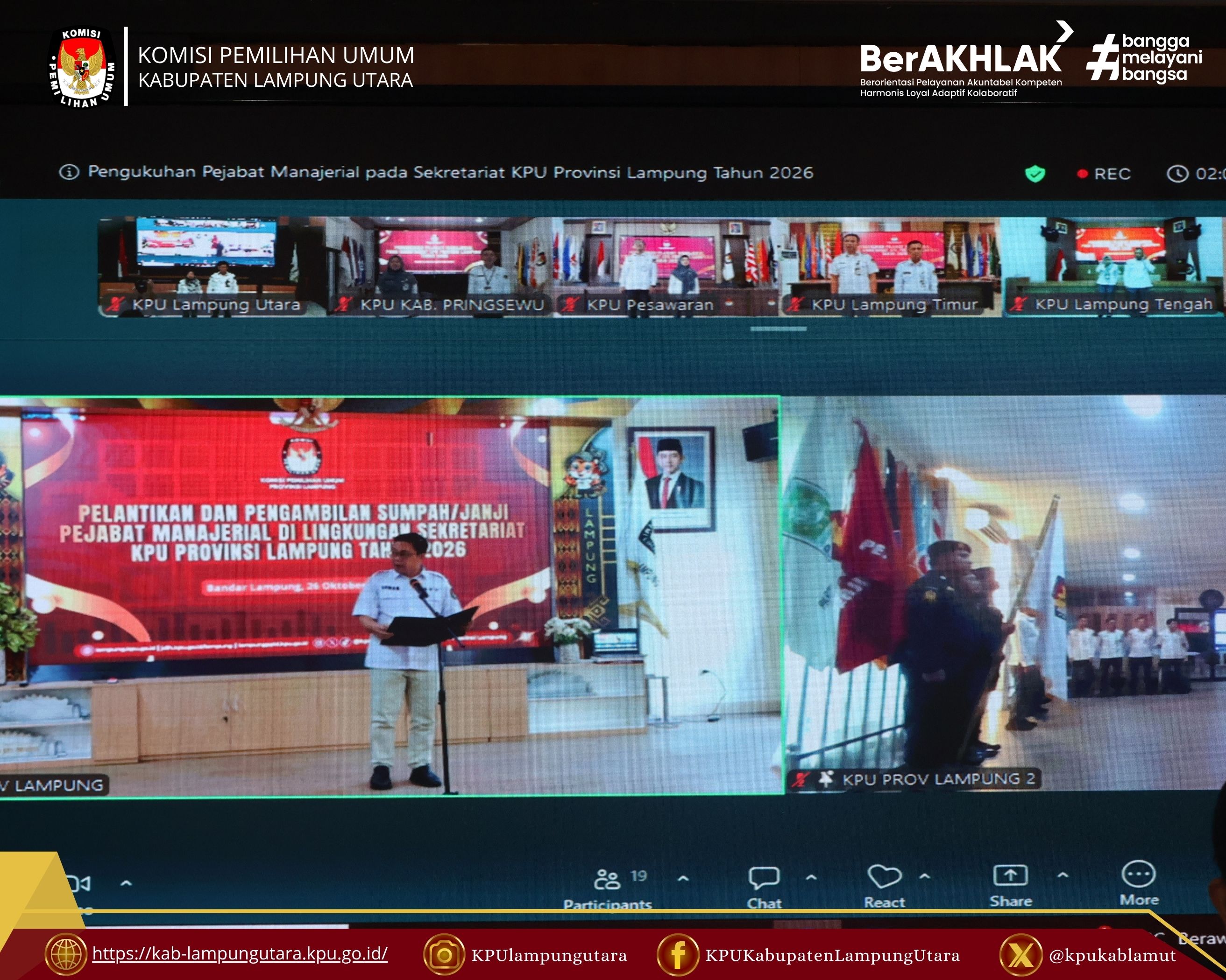 Sumpah/Janji Pejabat Manajerial di Lingkungan Sekretariat KPU Tahun 2026, Senin (26/10/2026)